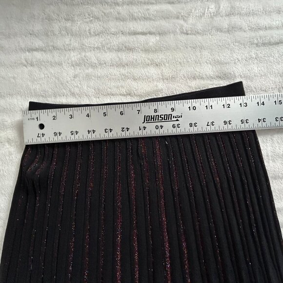 Marine Layer Womens Penny Pleated Midi Skirt Small Black Red Metallic Glitters - Picture 6 of 8